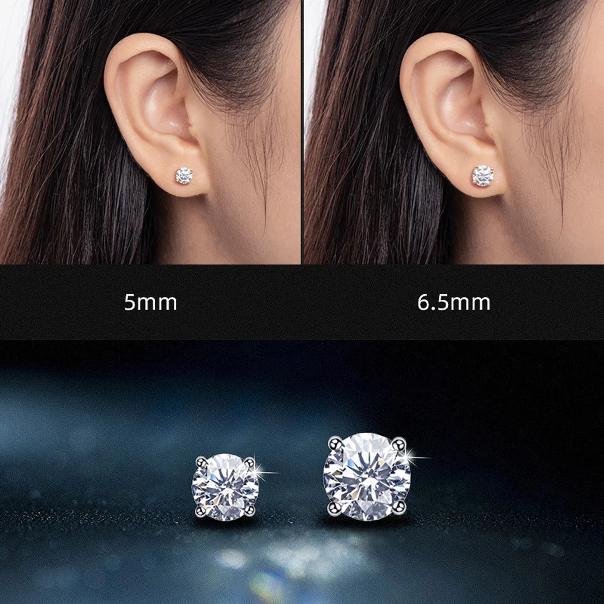 Simple Style Round Sterling Silver 18k Gold Plated Moissanite Ear Studs In Bulk