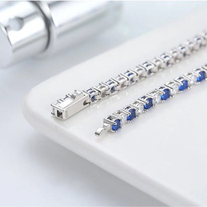 Simple Style Round Sterling Silver Inlay Zircon Tennis Bracelet