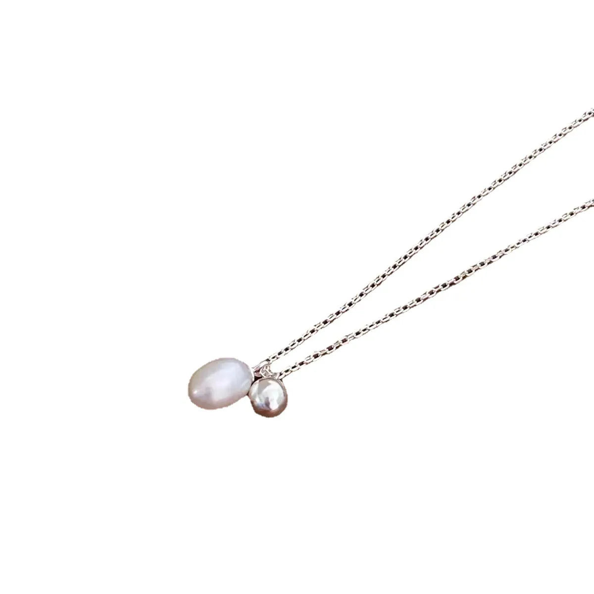 Simple Style Round Sterling Silver Plating Inlay Freshwater Pearl Pendant Necklace