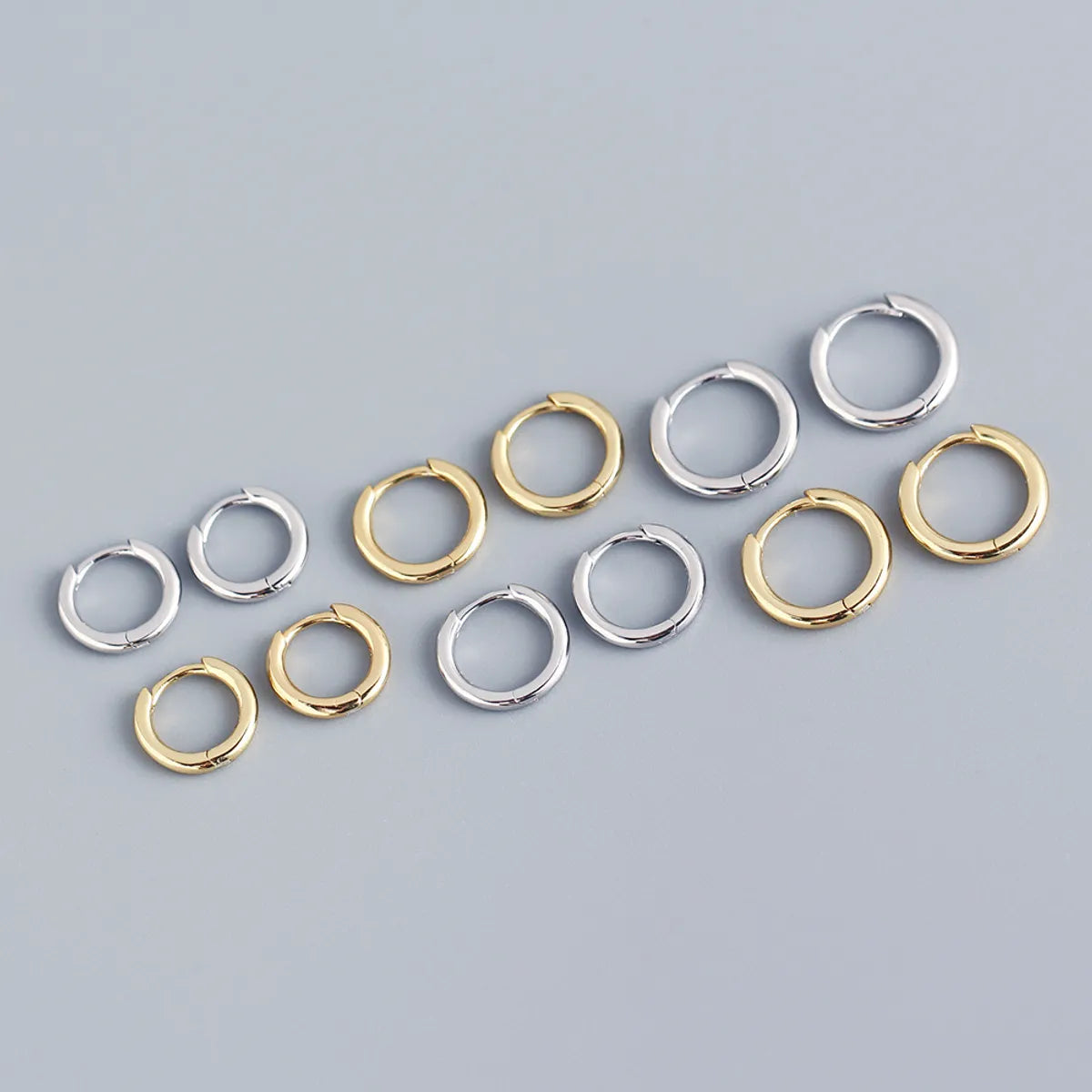 1 Pair Simple Style Round Plating Sterling Silver Hoop Earrings