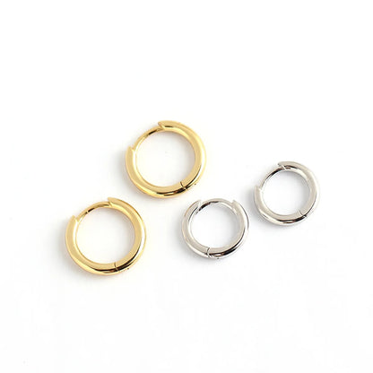 1 Pair Simple Style Round Plating Sterling Silver Hoop Earrings