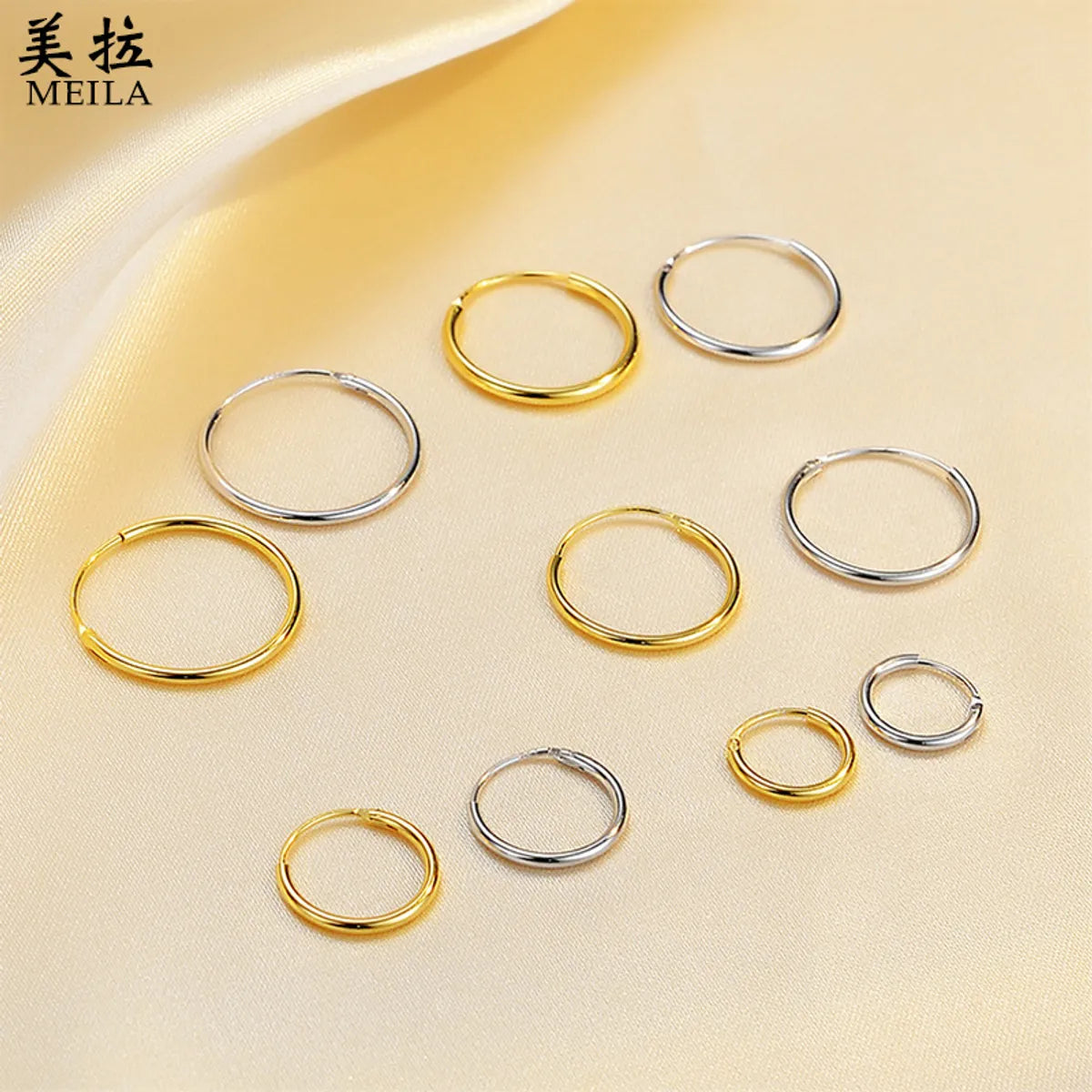 Simple Style Round Sterling Silver Plating Hoop Earrings 1 Pair