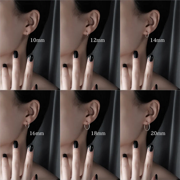 Simple Style Round Sterling Silver Plating Hoop Earrings 1 Pair