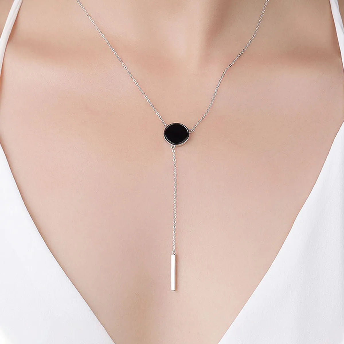 Simple Style Round Sterling Silver Plating Inlay Agate 18k Gold Plated White Gold Plated Pendant Necklace