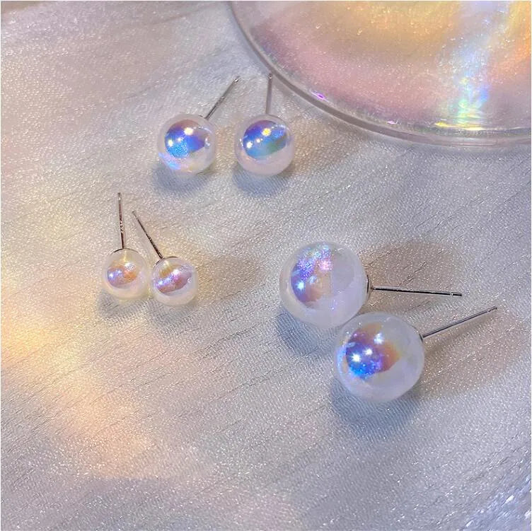 Simple Style Round Sterling Silver Plating Zircon Ear Studs 1 Pair