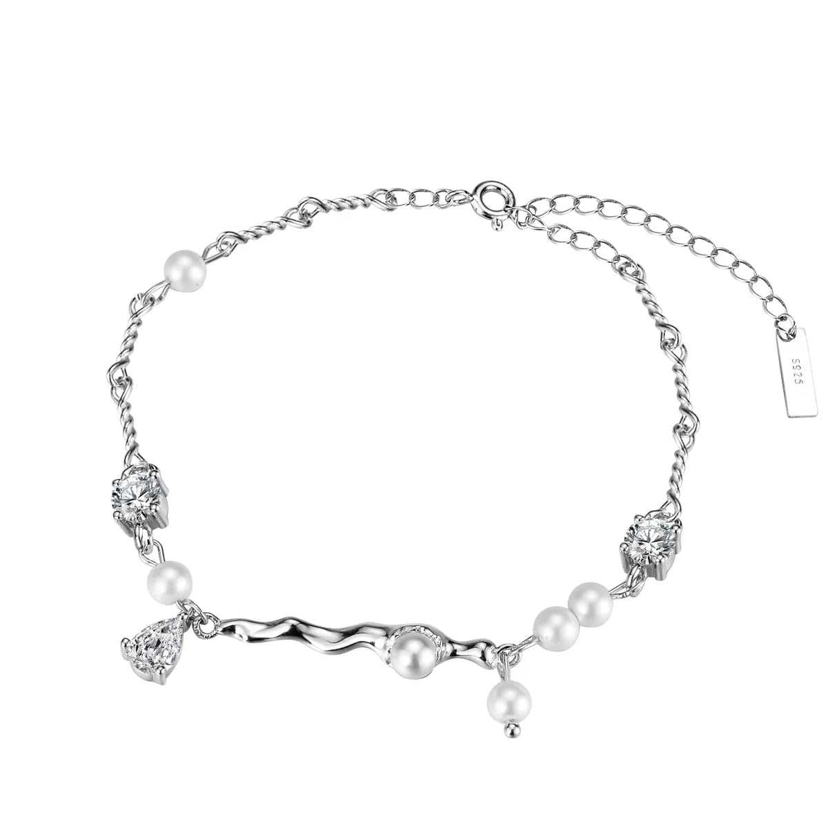 Simple Style Round Sterling Silver Zircon Bracelets In Bulk