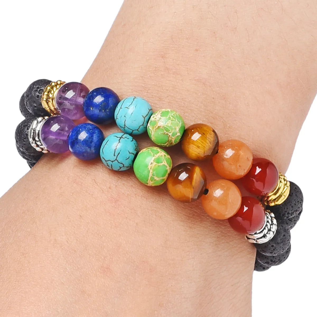 Simple Style Round Stone Beaded Bracelets 1 Piece