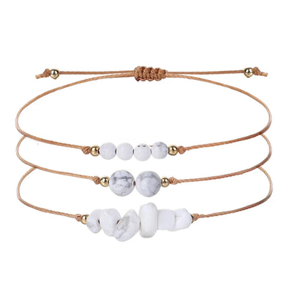 Simple Style Round Stone Copper Braid Bracelets