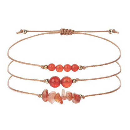 Simple Style Round Stone Copper Braid Bracelets