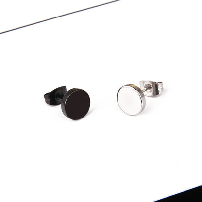 1 Piece Simple Style Round Metal Titanium Steel Ear Studs