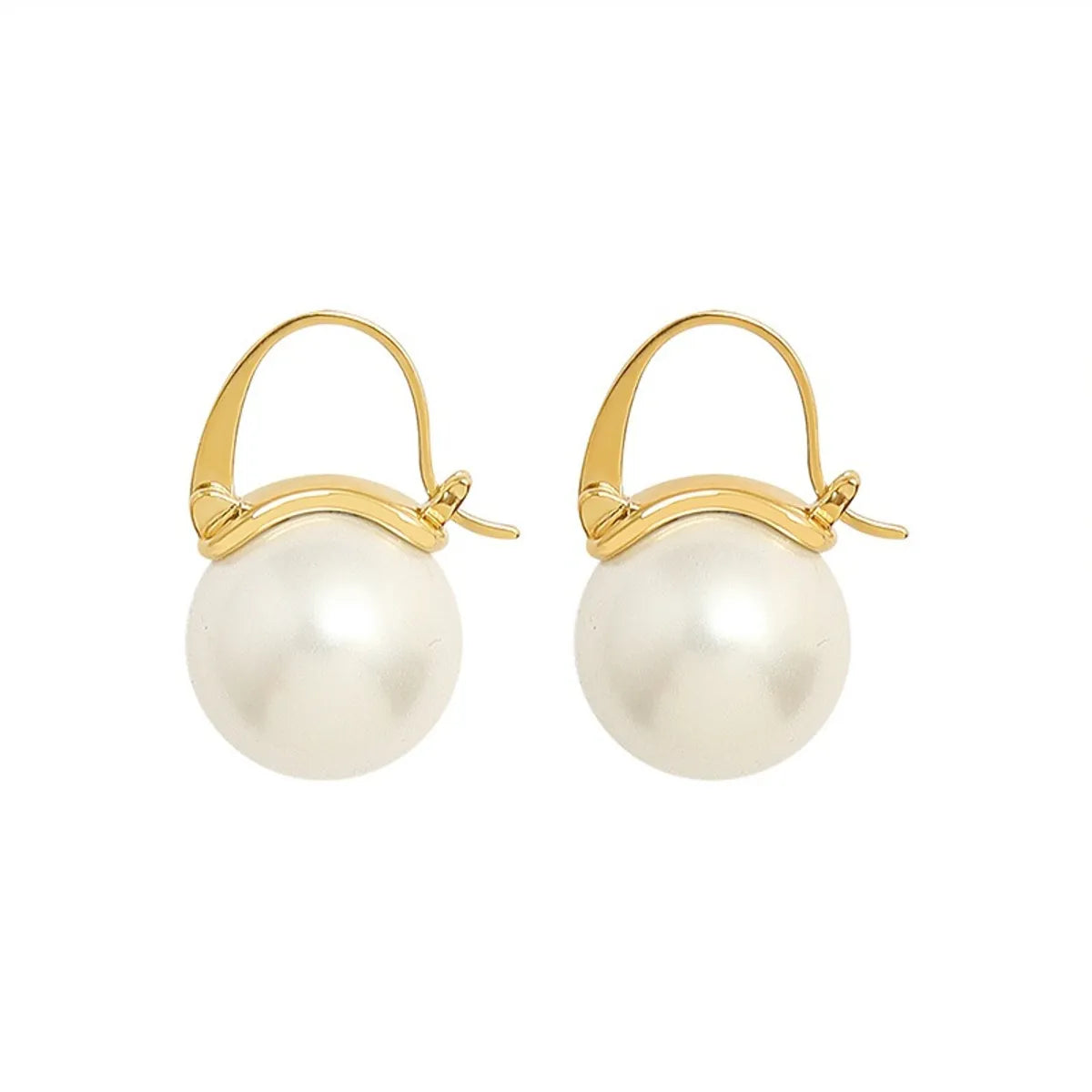 Simple Style Round Inlay 304 Stainless Steel Pearl 18K Gold Plated Earrings