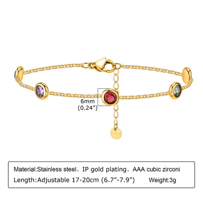 Simple Style Round Titanium Steel Inlay Rhinestones 18k Gold Plated Bracelets