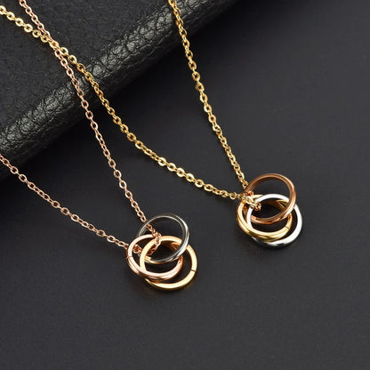 Simple Style Round Titanium Steel Pendant Necklace