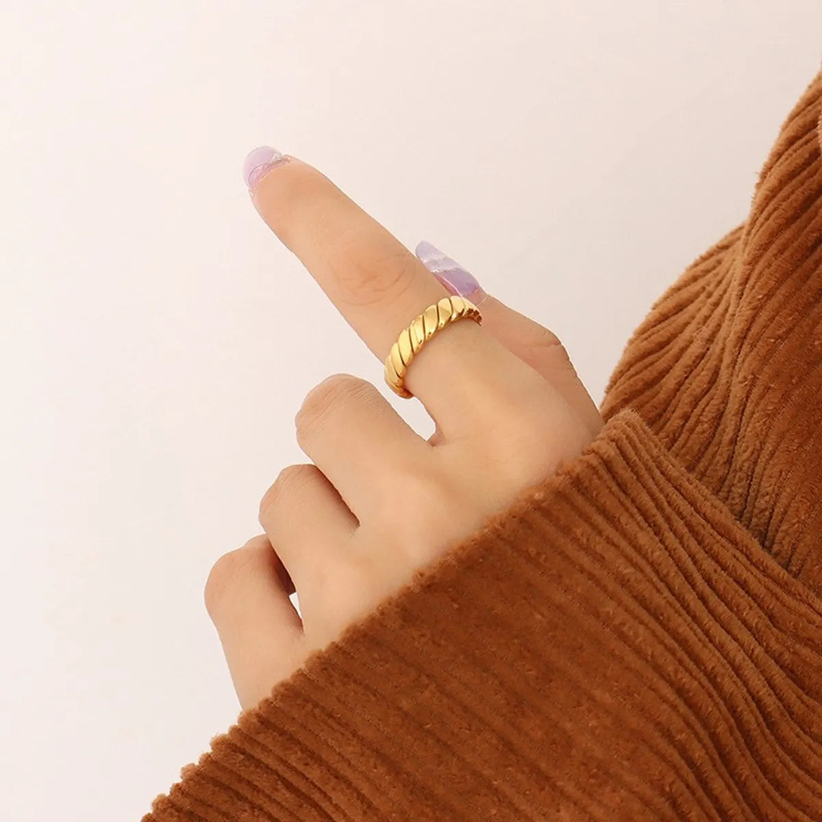 Simple Style Round Titanium Steel Plating 18k Gold Plated Rings