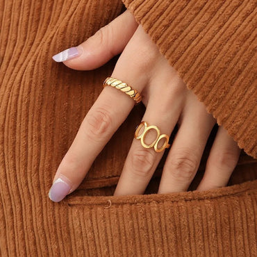 Simple Style Round Titanium Steel Plating 18k Gold Plated Rings