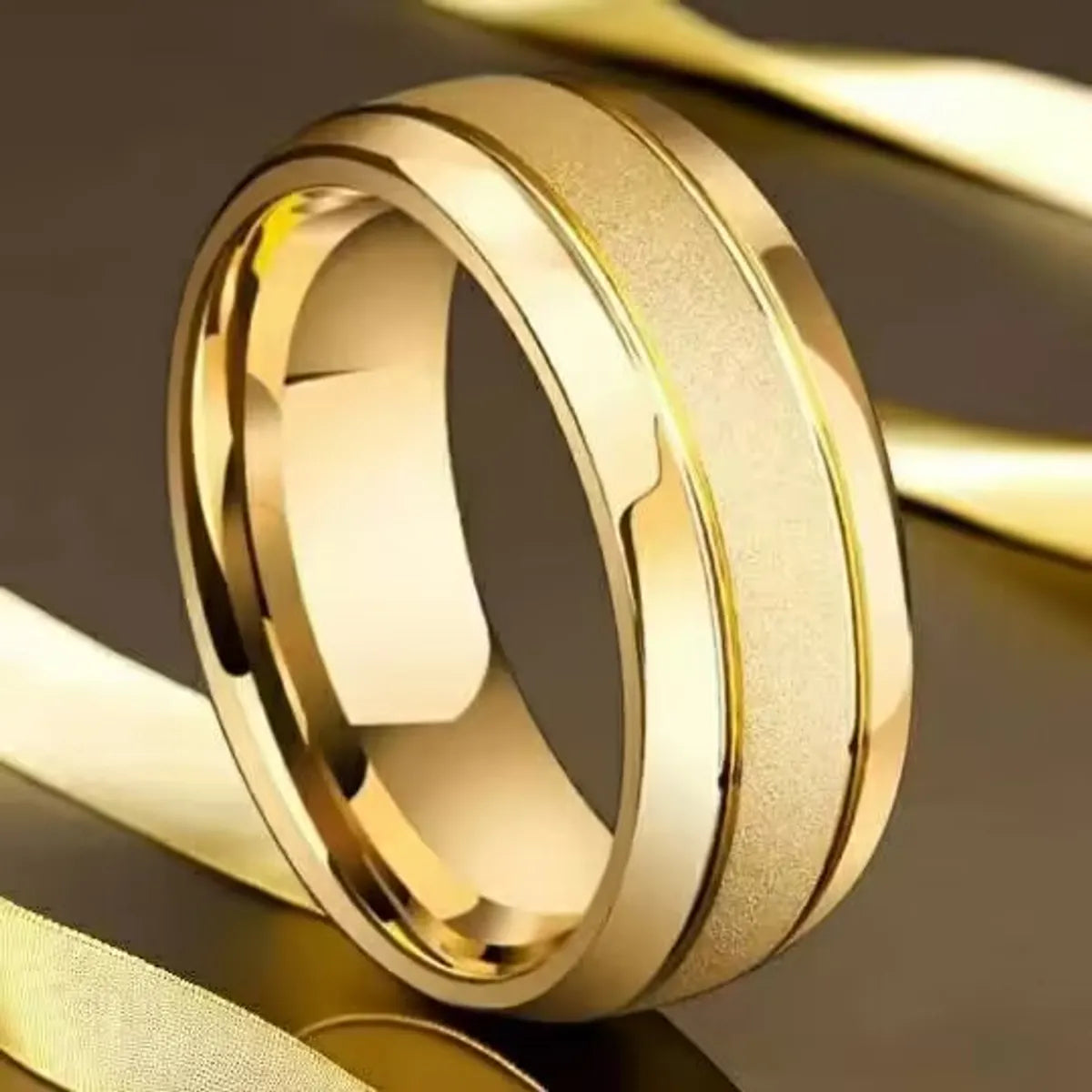 Simple Style Round Titanium Steel Plating 18k Gold Plated Unisex Rings