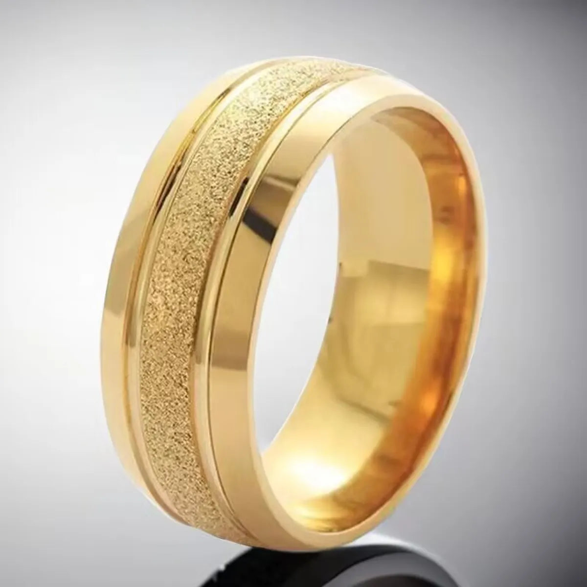 Simple Style Round Titanium Steel Plating 18k Gold Plated Unisex Rings