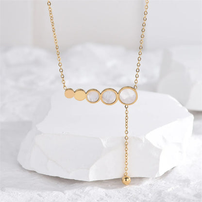 Simple Style Round Titanium Steel Plating Inlay Acrylic 18k Gold Plated Necklace