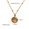 304 Stainless Steel 14K Gold Plated Simple Style Plating Inlay Round Natural Stone Pendant Necklace