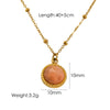 304 Stainless Steel 14K Gold Plated Simple Style Plating Inlay Round Natural Stone Pendant Necklace