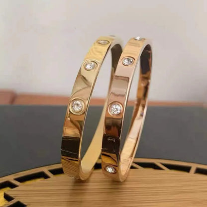 Simple Style Round Titanium Steel Plating Inlay Zircon Bangle 1 Piece