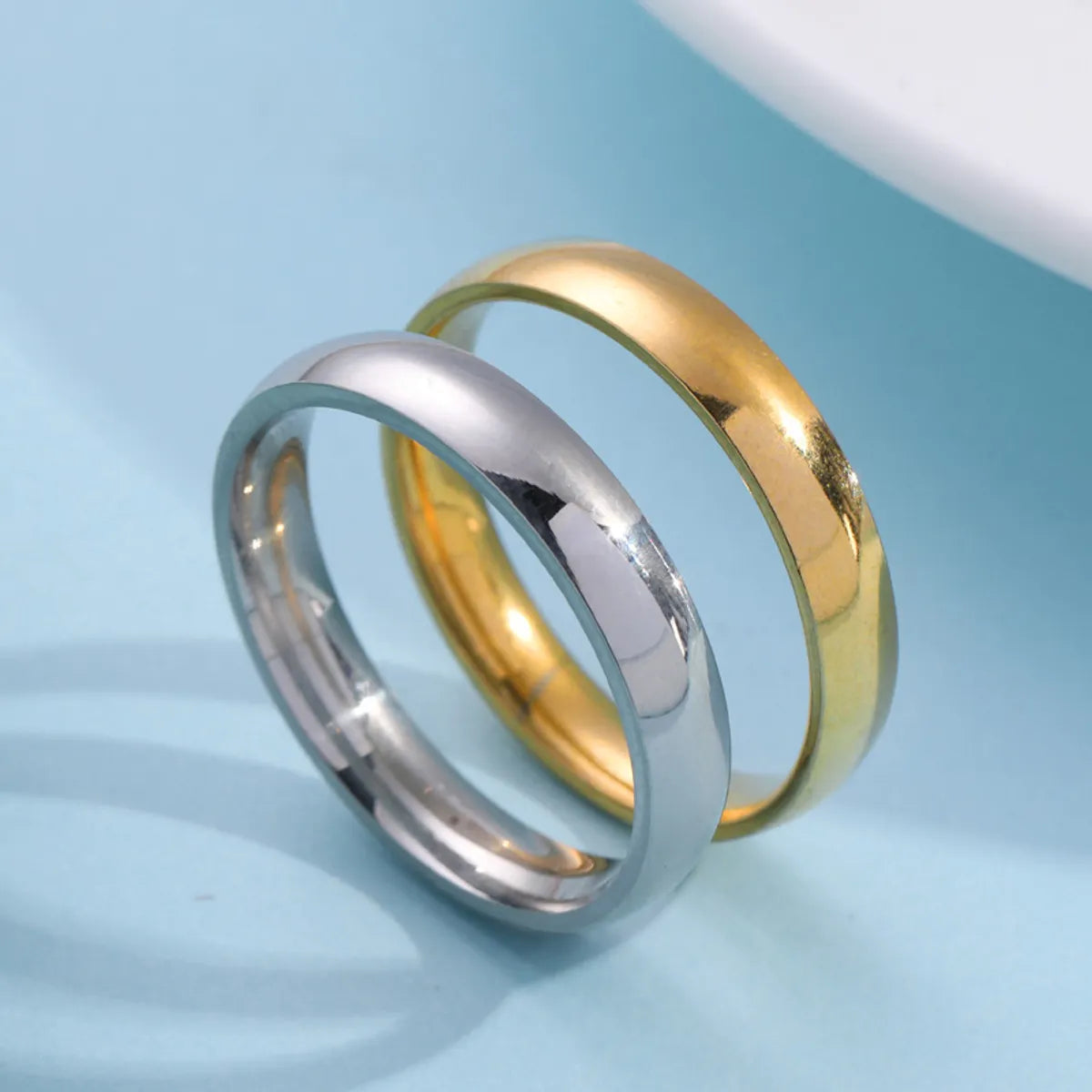 Simple Style Round Titanium Steel Plating Rings