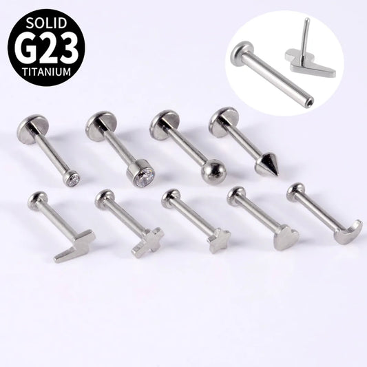 Simple Style Round Titanium Steel Plating Silver Plated Lip Stud Ear Studs