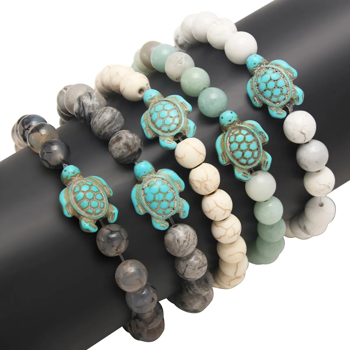 Simple Style Round Turquoise Tiger Eye Beaded Bracelets