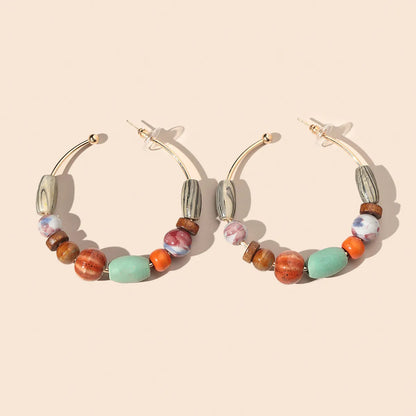 Simple Style Round Wooden Beads Ceramics Beaded Women'S Earrings