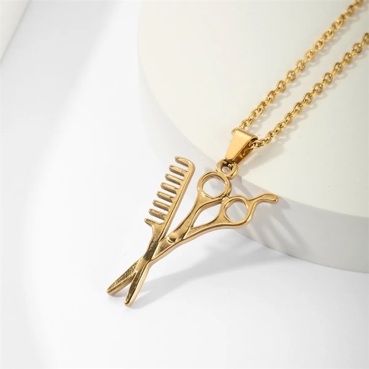 Simple Style Scissors Stainless Steel Plating 18k Gold Plated Pendant Necklace