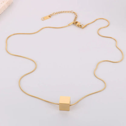 Simple Style Semicircle Square Titanium Steel Plating 18k Gold Plated Pendant Necklace