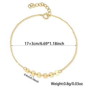 Simple Style Sequins Circle Sterling Silver Plating 18k Gold Plated White Gold Plated Bracelets