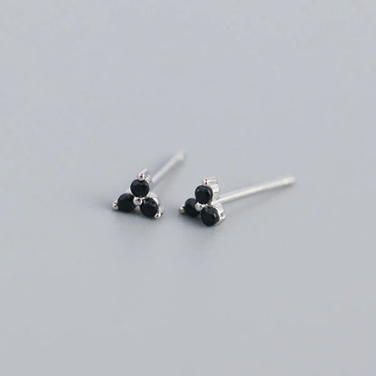 Simple Style Shamrock Sterling Silver Inlay Artificial Diamond Ear Studs 1 Pair