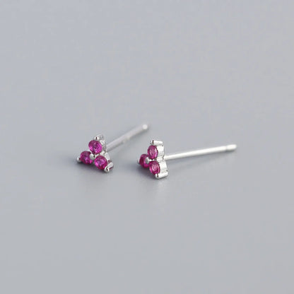 Simple Style Shamrock Sterling Silver Inlay Artificial Diamond Ear Studs 1 Pair