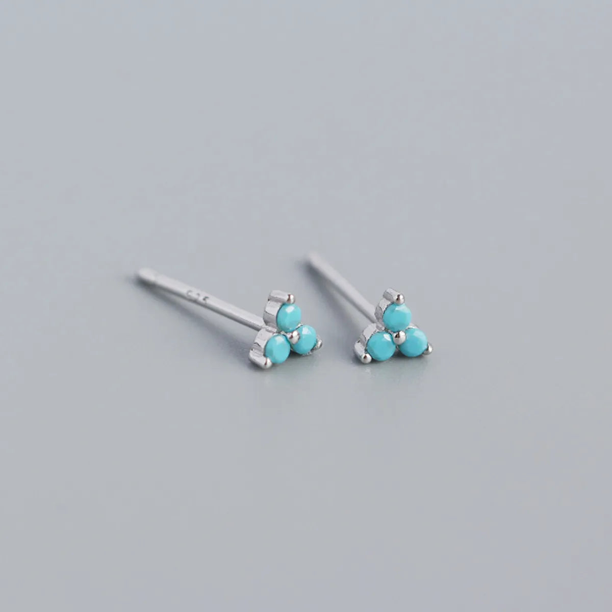 Simple Style Shamrock Sterling Silver Inlay Artificial Diamond Ear Studs 1 Pair