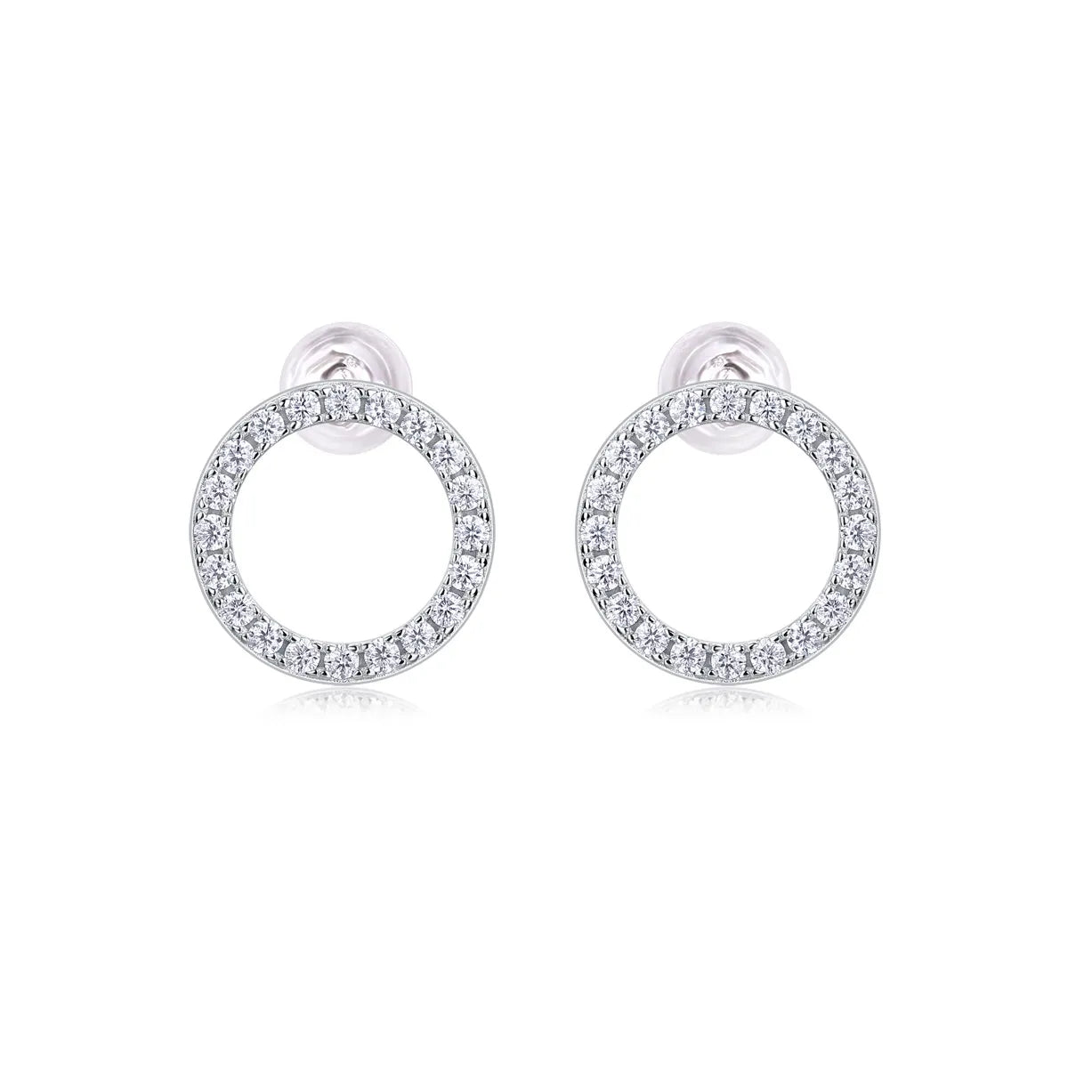 Simple Style Shiny Circle Sterling Silver Gra Plating Inlay Moissanite 18k Gold Plated Ear Studs