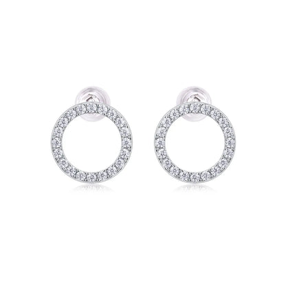 Simple Style Shiny Circle Sterling Silver Gra Plating Inlay Moissanite 18k Gold Plated Ear Studs