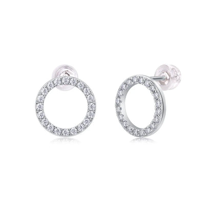 Simple Style Shiny Circle Sterling Silver Gra Plating Inlay Moissanite 18k Gold Plated Ear Studs