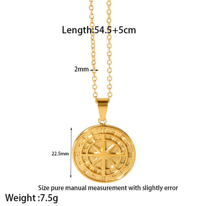 Simple Style Shiny Compass Constellation Stainless Steel Plating Zircon 18k Gold Plated Pendant Necklace