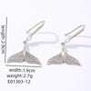 Copper Rhodium Plated Simple Style Shiny Plating Inlay Fish Tail Zircon Earrings Necklace