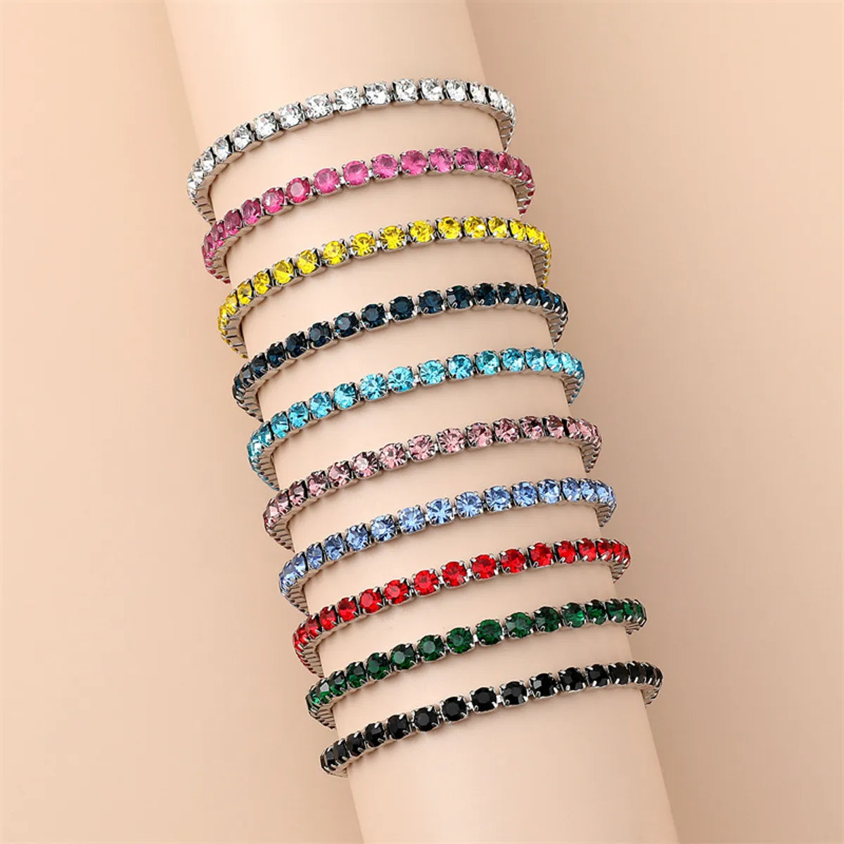 Simple Style Shiny Geometric 304 Stainless Steel Rhinestones Bracelets In Bulk