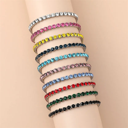 Simple Style Shiny Geometric 304 Stainless Steel Rhinestones Bracelets In Bulk