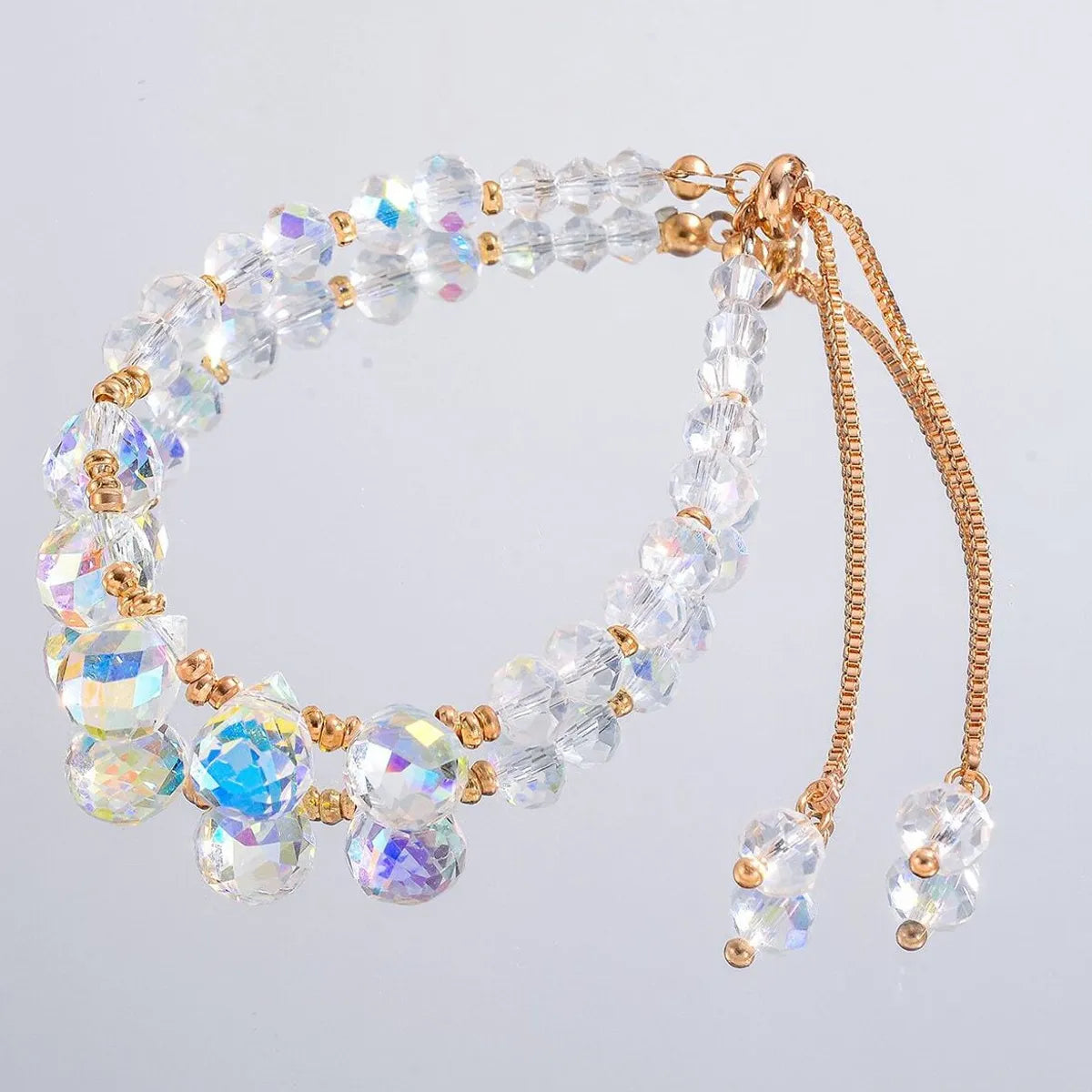 Simple Style Shiny Geometric Artificial Crystal Copper Beaded Women'S Bracelets