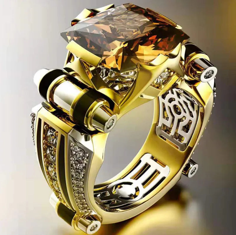 Simple Style Shiny Geometric Metal Inlay Zircon Men'S Rings