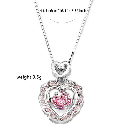 Simple Style Shiny Heart Shape Copper Zircon Pendant Necklace In Bulk