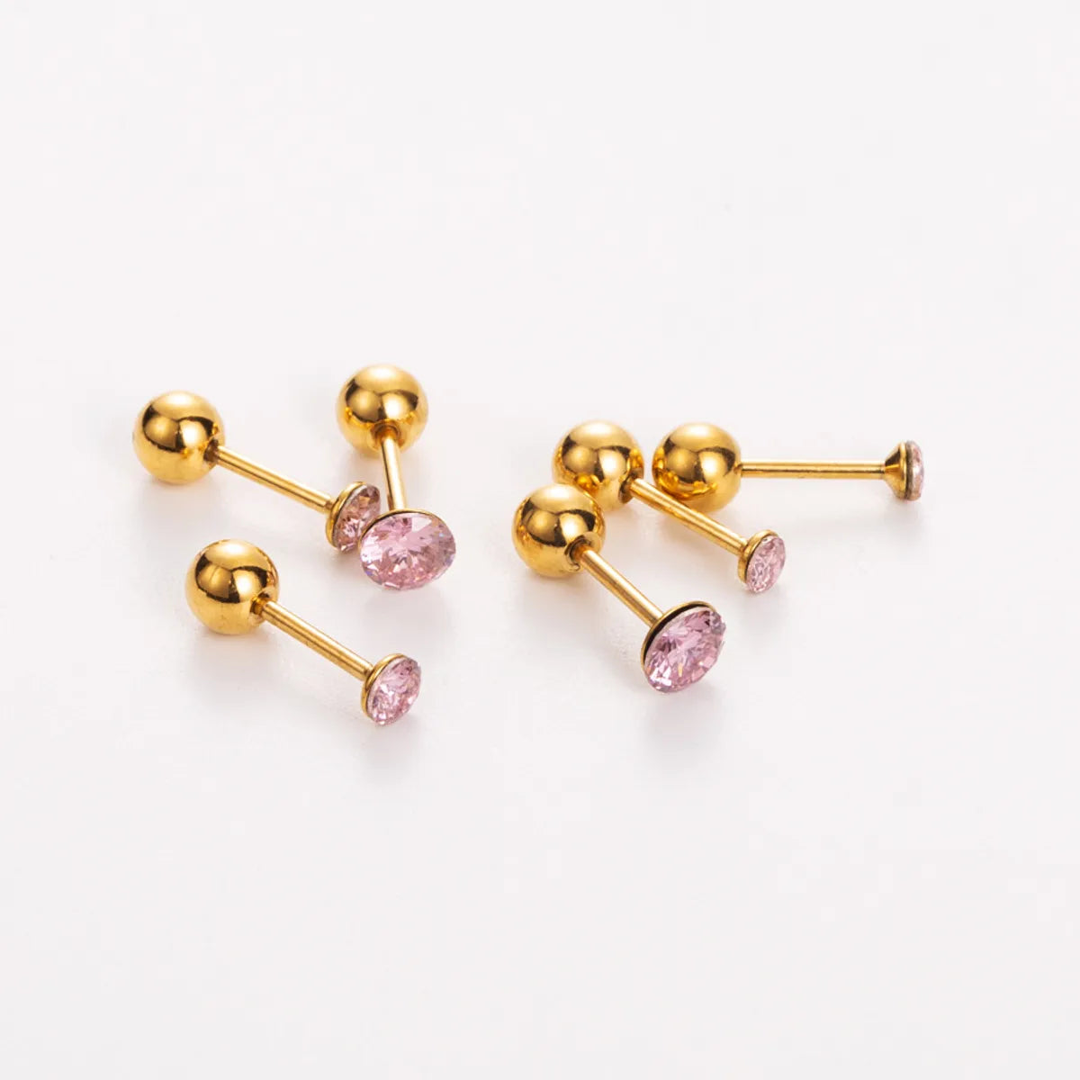 Simple Style Shiny Heart Shape Mushroom Planet Stainless Steel Titanium Steel Plating Inlay Artificial Diamond Ear Studs