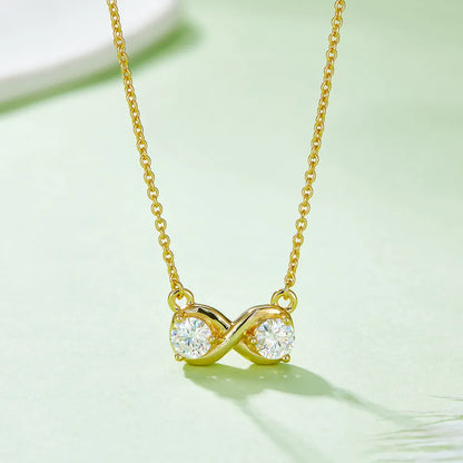 Simple Style Shiny Infinity Sterling Silver Plating Inlay Moissanite Rose Gold Plated Gold Plated Silver Plated Necklace