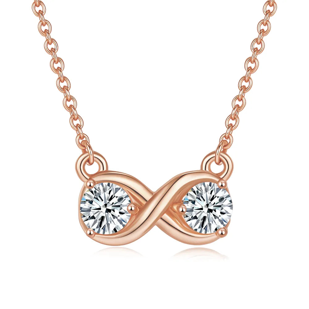 Simple Style Shiny Infinity Sterling Silver Plating Inlay Moissanite Rose Gold Plated Gold Plated Silver Plated Necklace