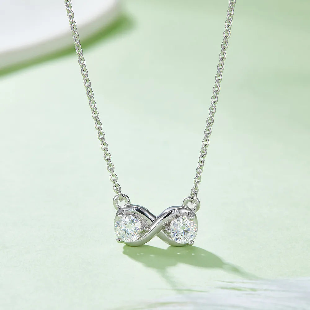 Simple Style Shiny Infinity Sterling Silver Plating Inlay Moissanite Rose Gold Plated Gold Plated Silver Plated Necklace