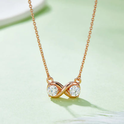 Simple Style Shiny Infinity Sterling Silver Plating Inlay Moissanite Rose Gold Plated Gold Plated Silver Plated Necklace